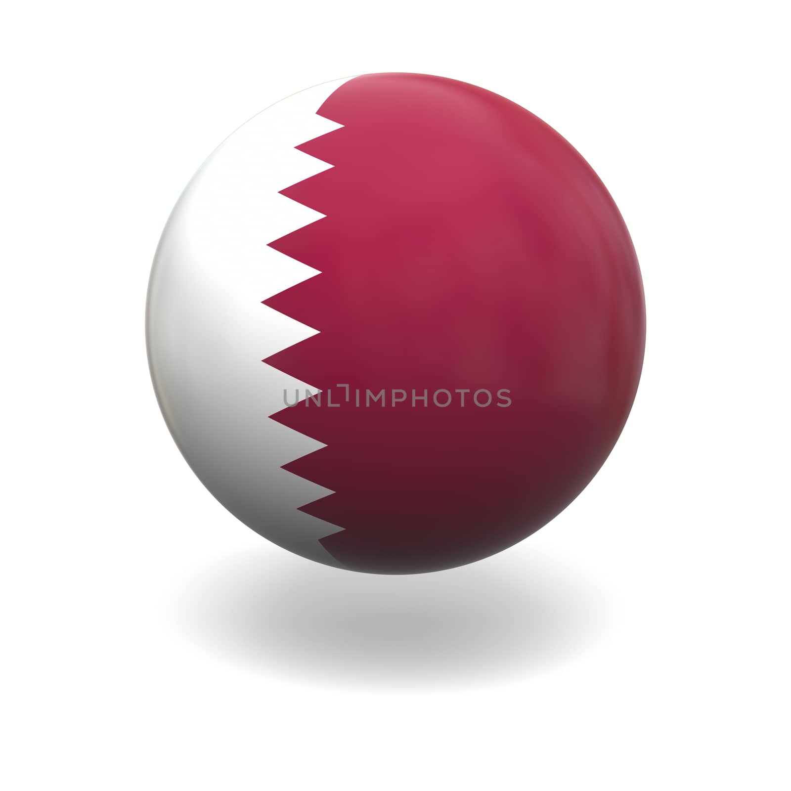 National flag of Qatar on sphere isolated on white background