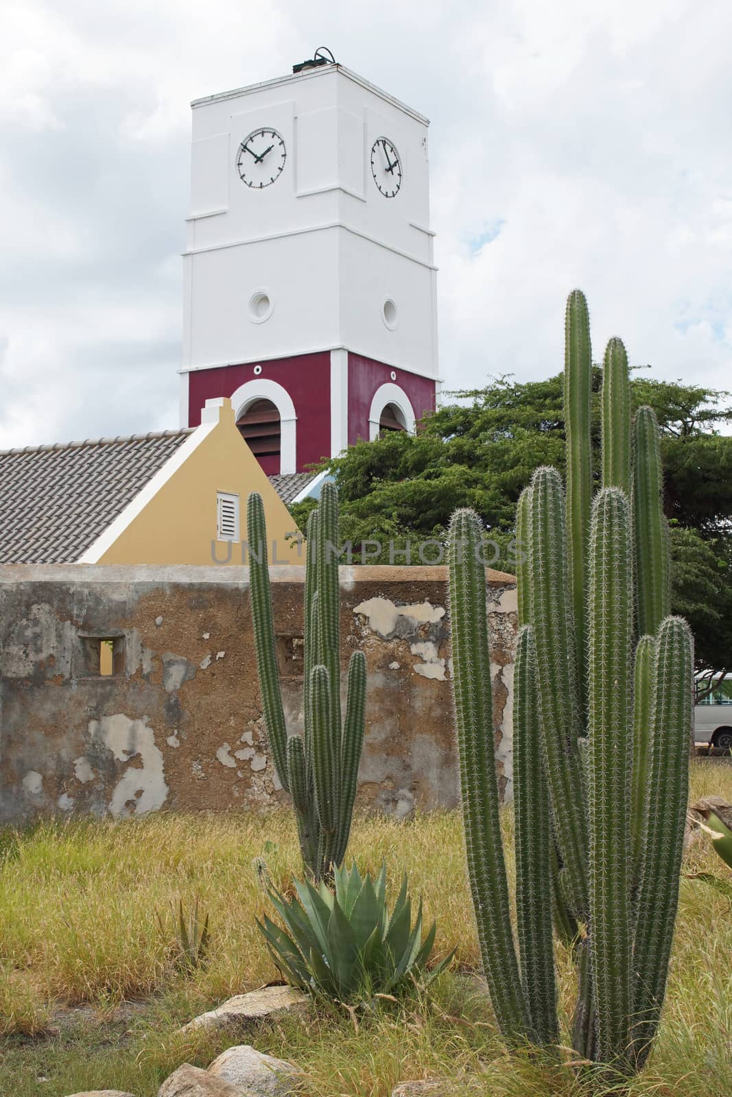 Fortress and clock tower, Oranjestad, Aruba, ABC Islands