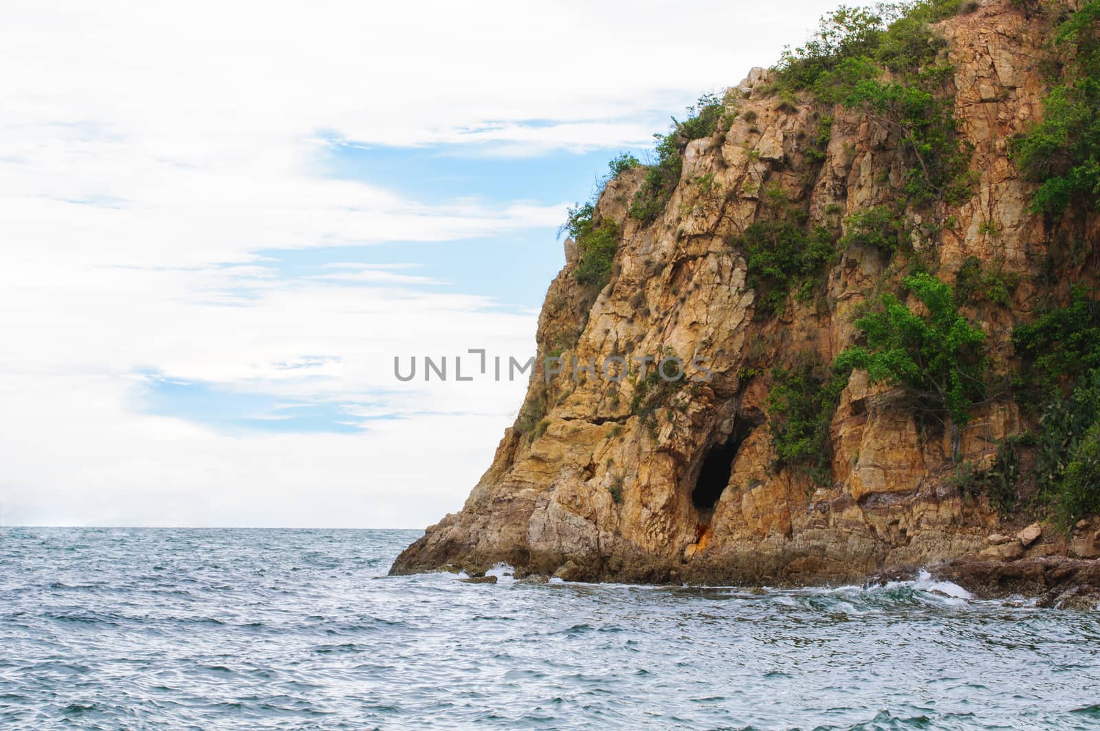 Mountain gorges and sea by Sorapop