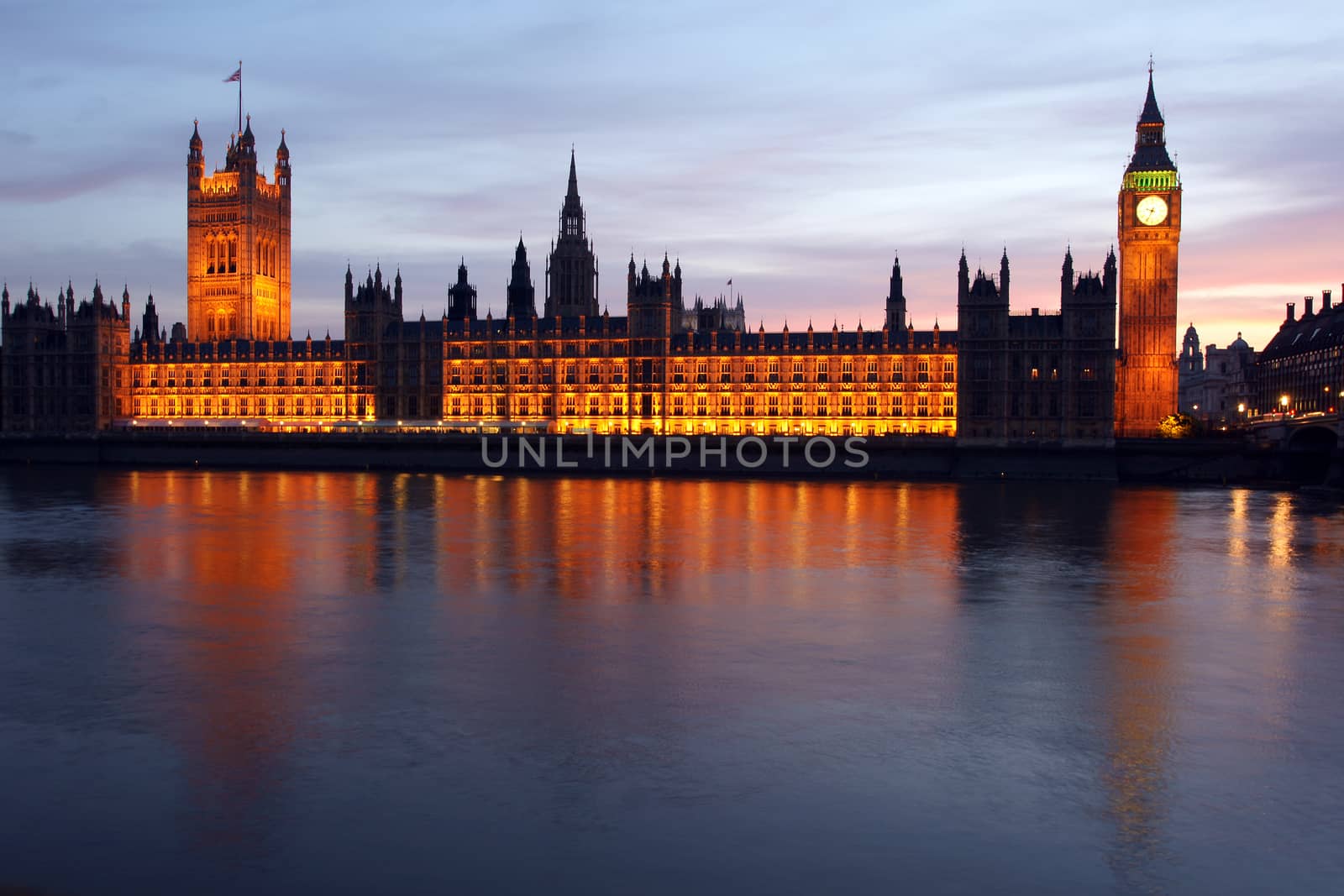 The Houses of Parliment as seen from across the Thames River