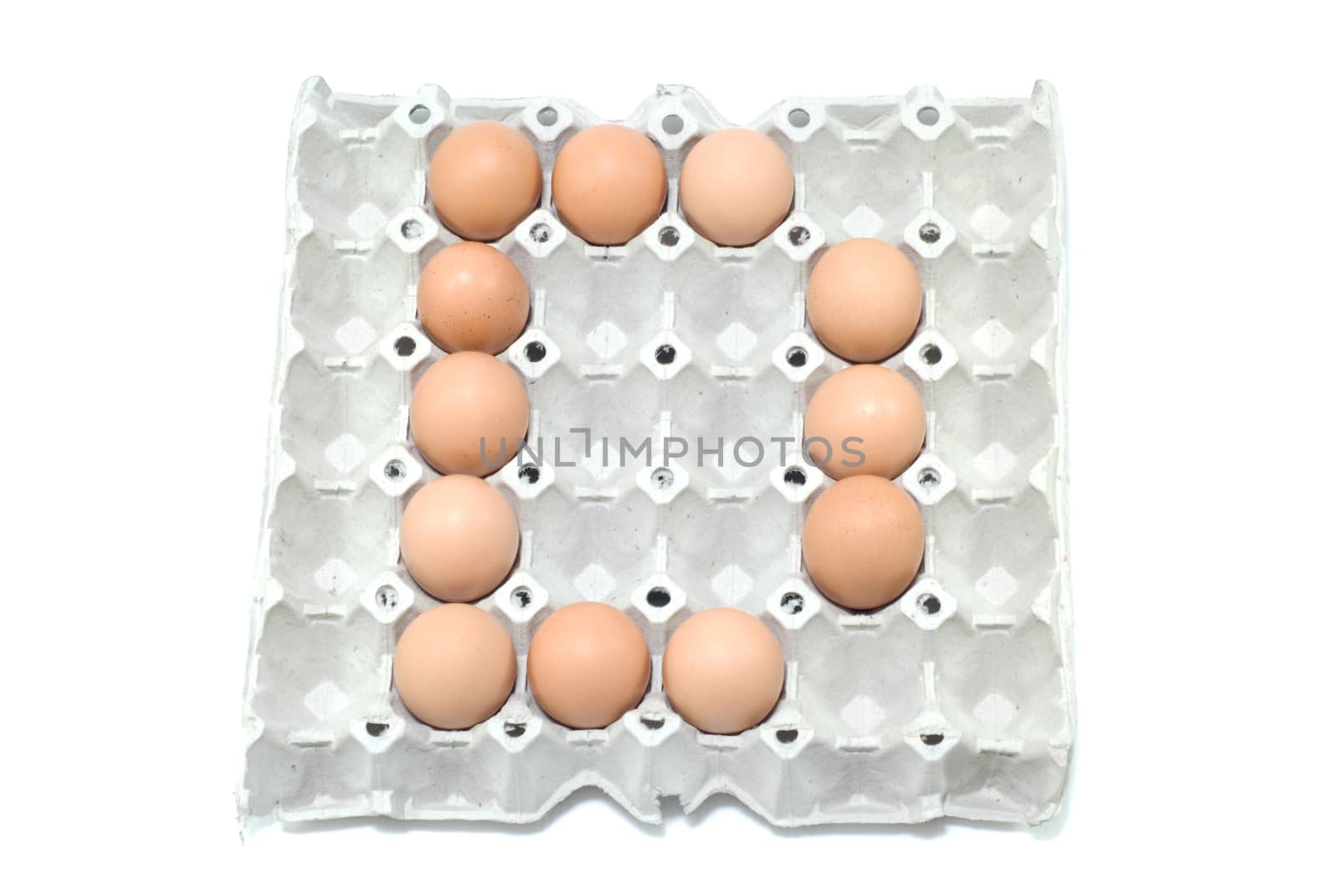 D , eggs alphabet on white background