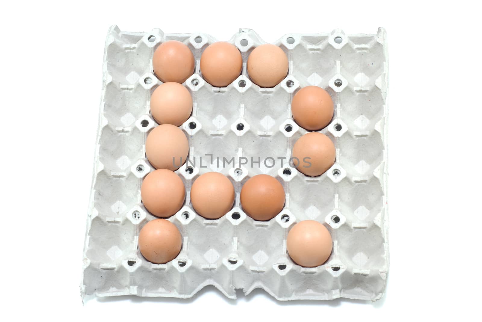 R , eggs alphabet on white background