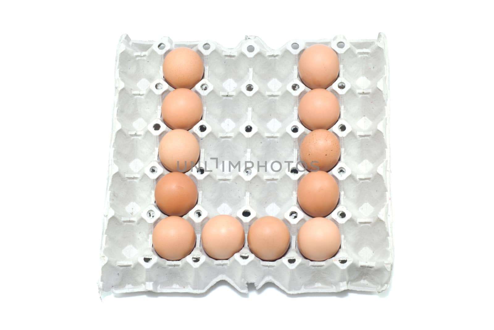 U , eggs alphabet on white background