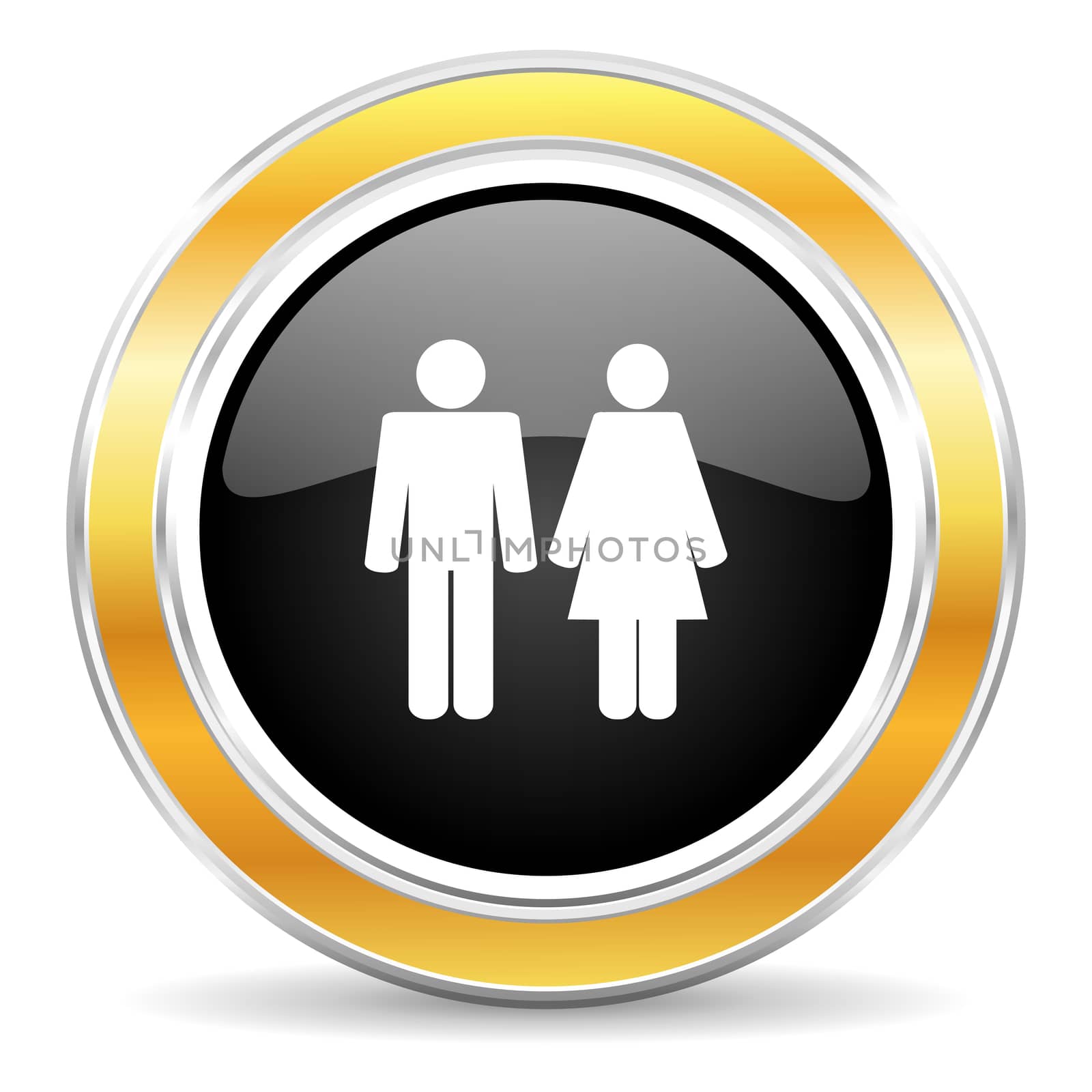 black web button with golden ring