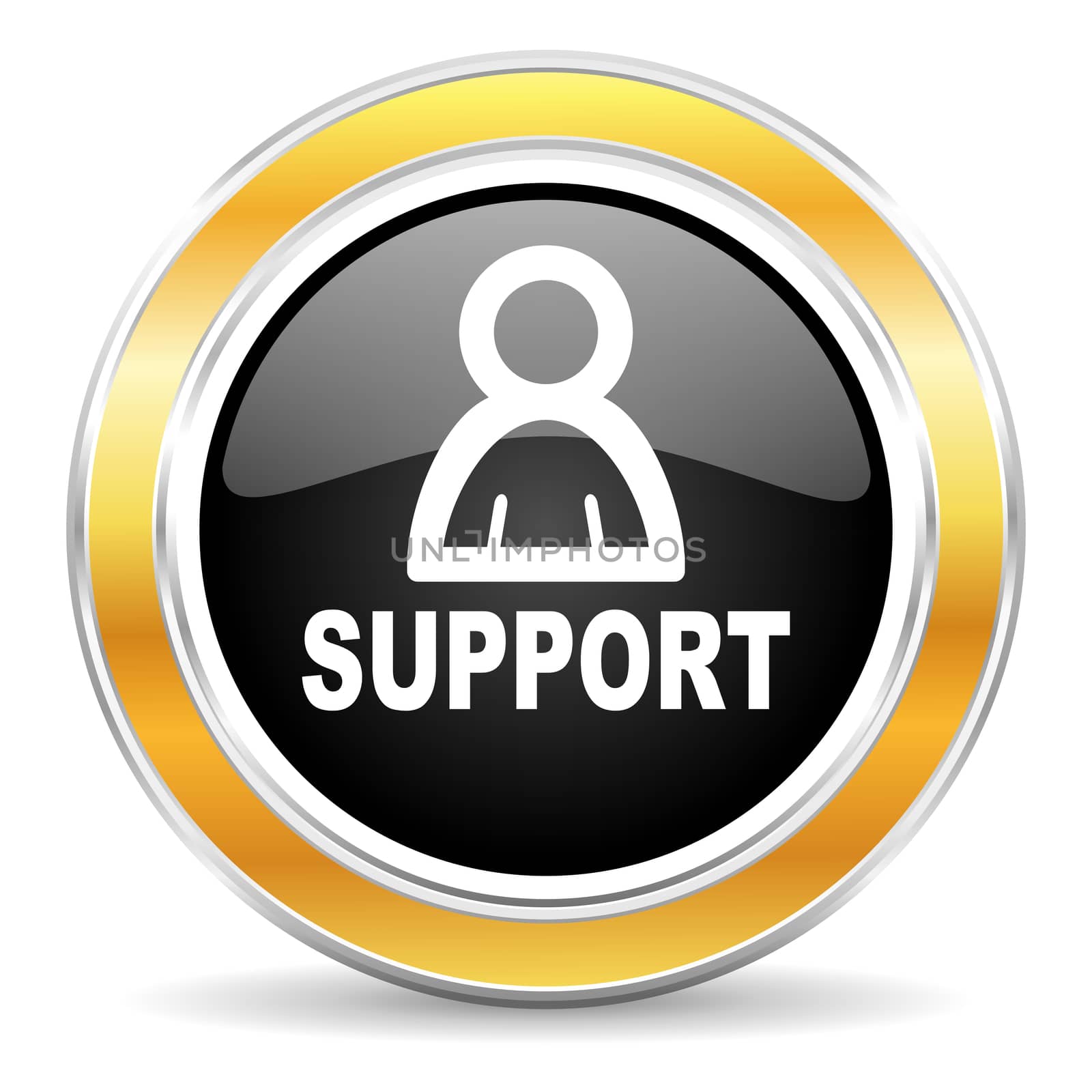 black web button with golden ring