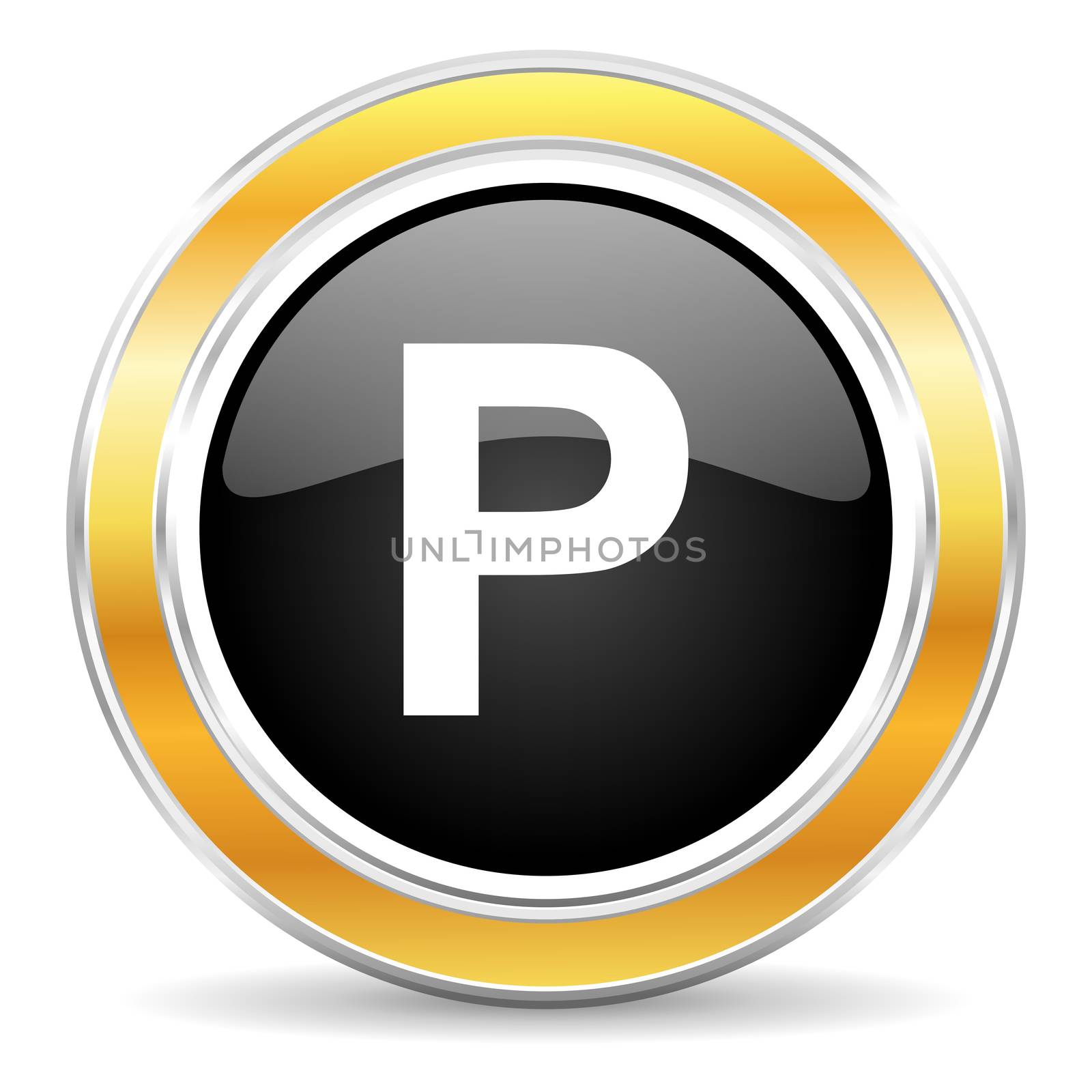 black web button with golden ring
