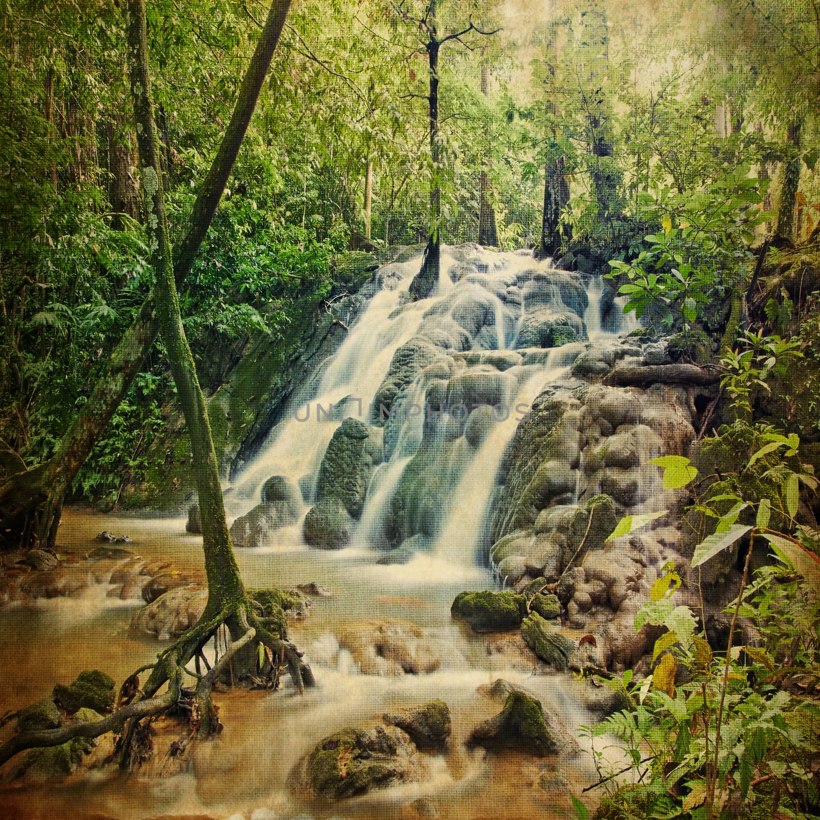 Waterfall vintage nature background  by wyoosumran