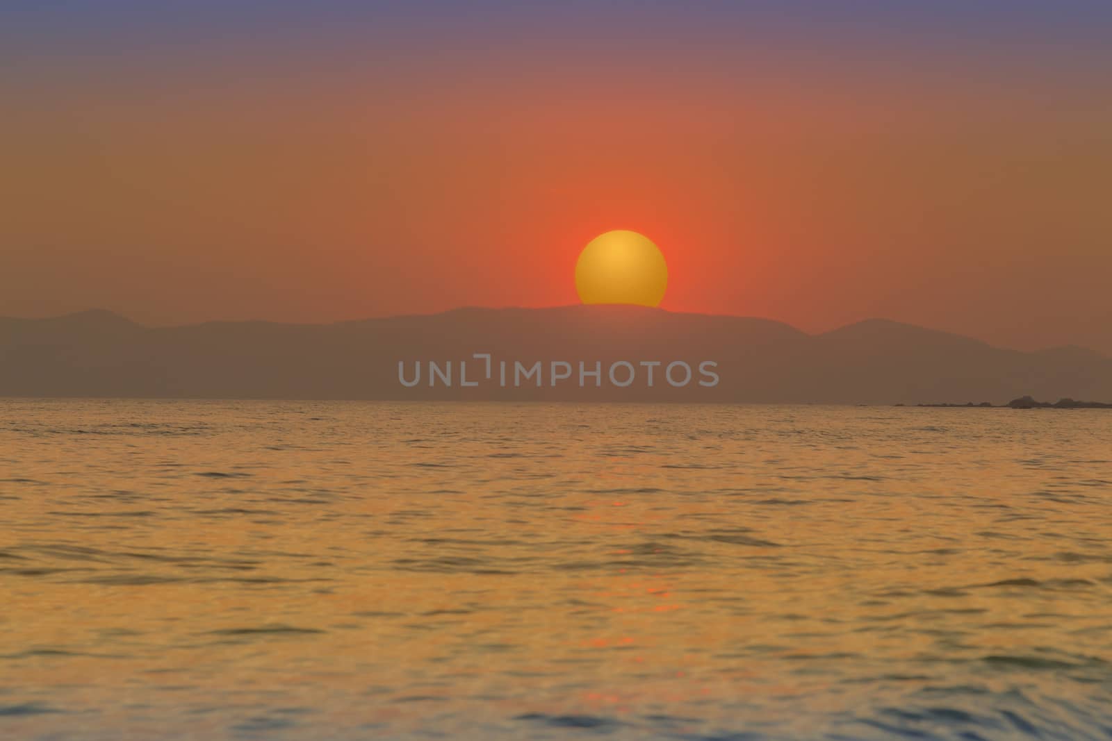 Beautiful sunset with the sea in Thailand 