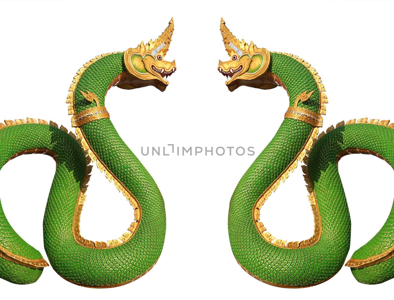 king of Naga statue isolate with white background