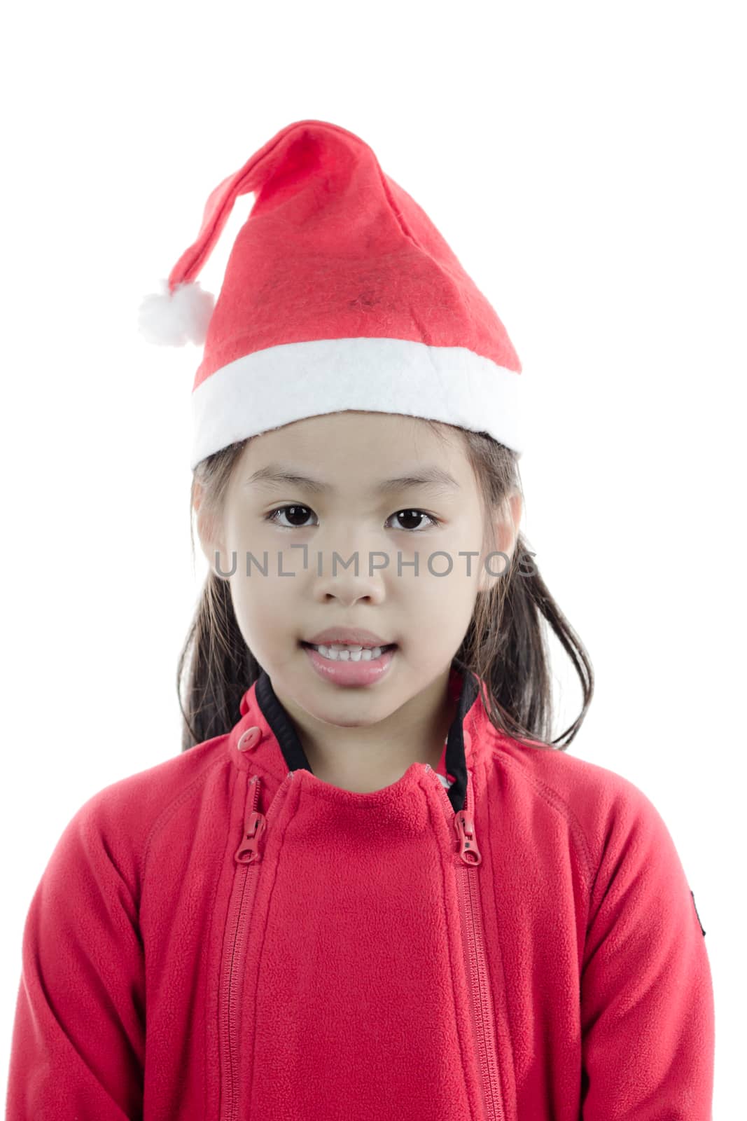 Little girl in the santa claus hat by wyoosumran