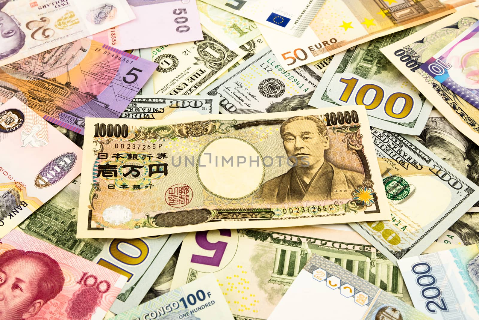 japan and world currency money banknote, business and  financial concept
