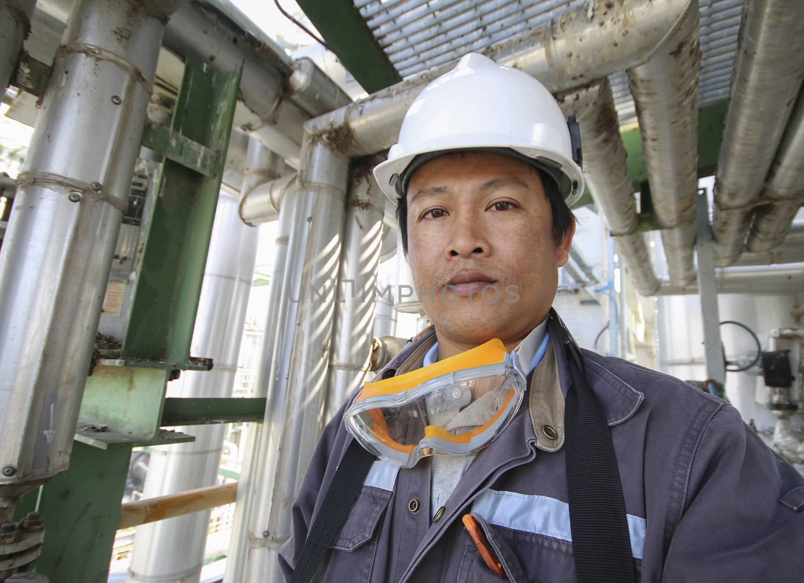 Industrial engineer working in refinery factory 