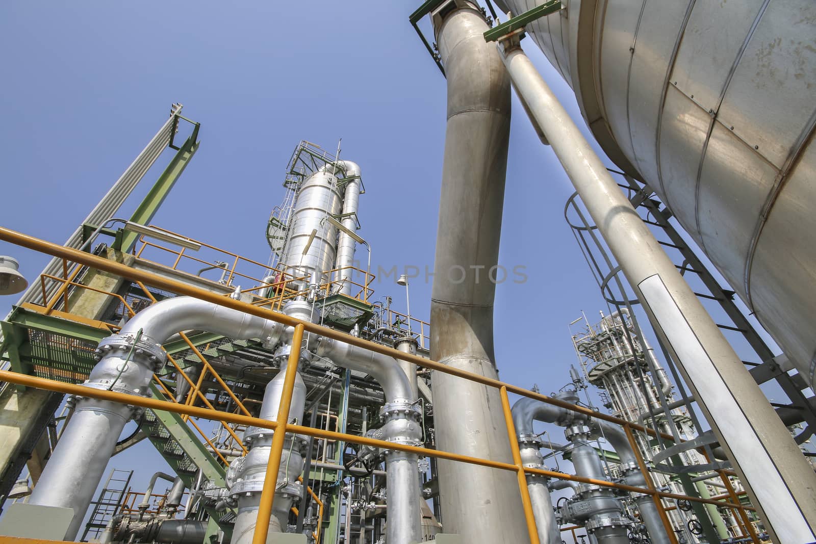 Oil and chemical industrial plant with blue sky in winter season