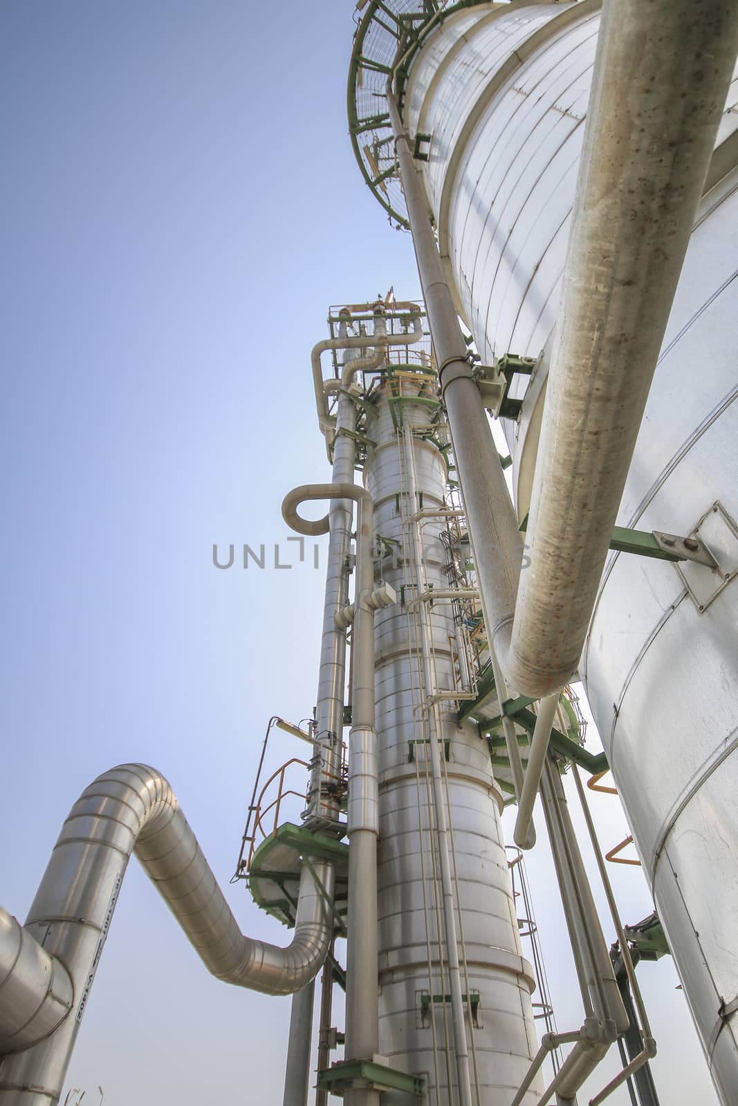 Oil and chemical industrial plant with blue sky in winter season