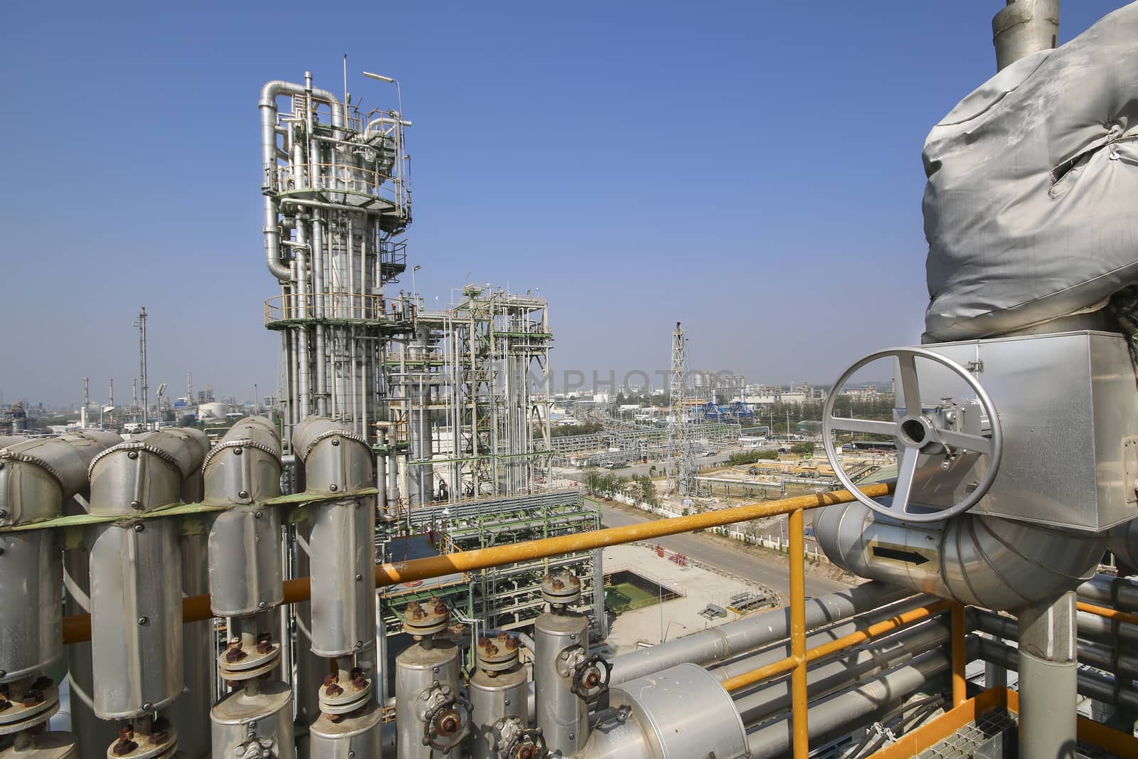 Oil and chemical industrial plant with blue sky in winter season