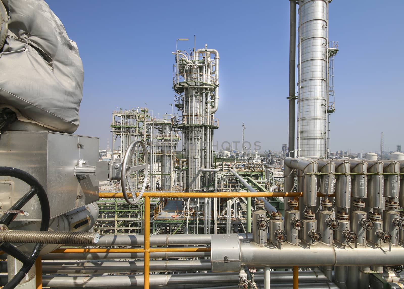 Oil and chemical industrial plant with blue sky in winter season