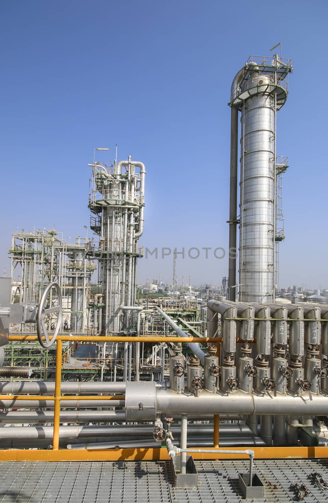 Oil and chemical industrial plant with blue sky in winter season