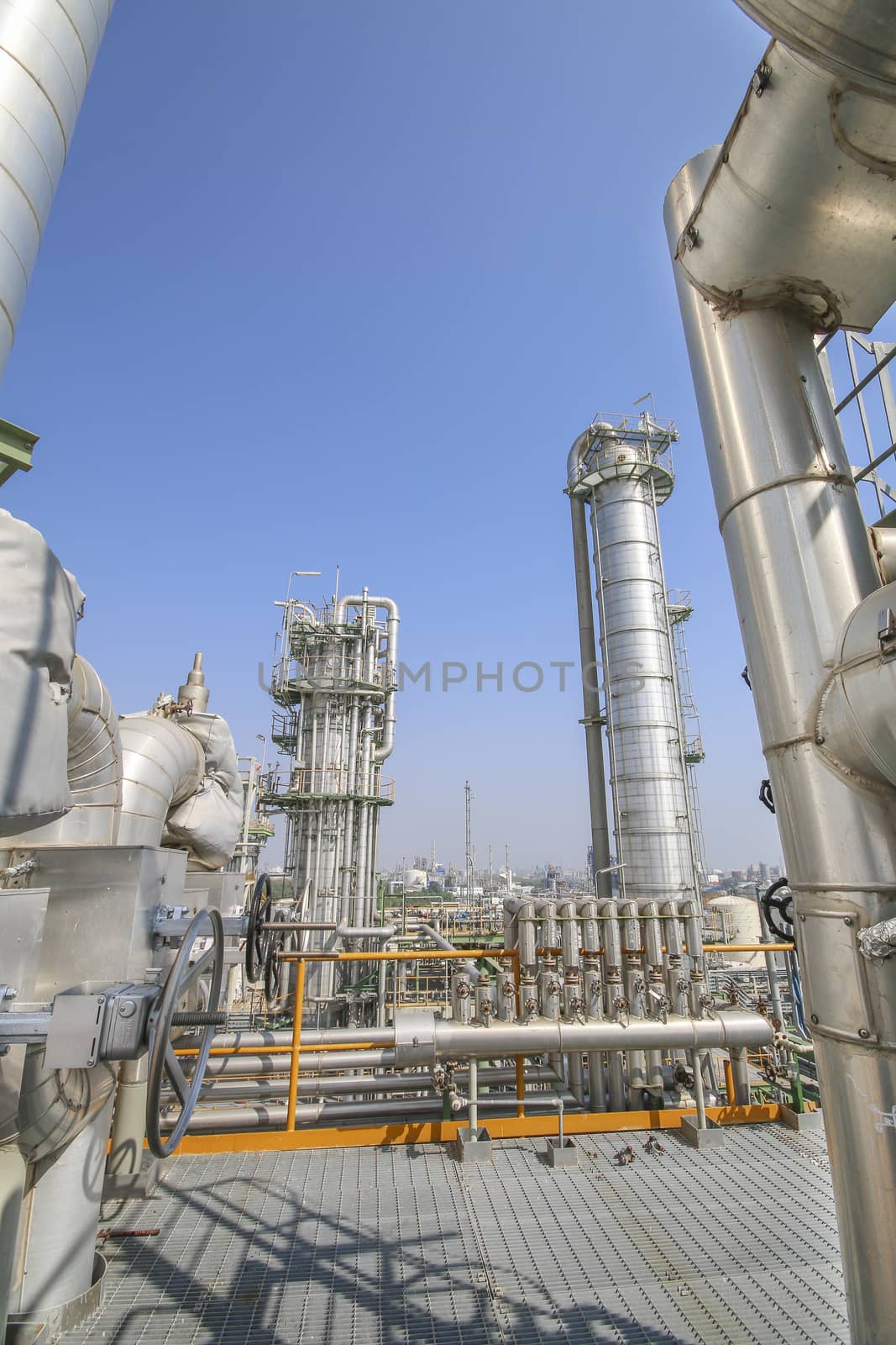 Oil and chemical industrial plant with blue sky in winter season