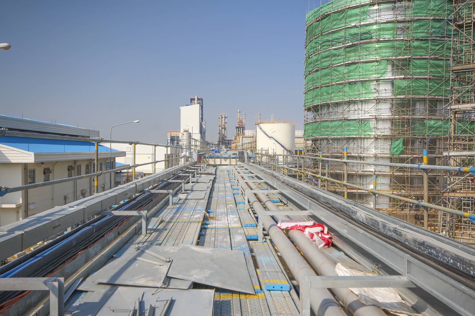 Chemical tank Storage in industrial construction yard