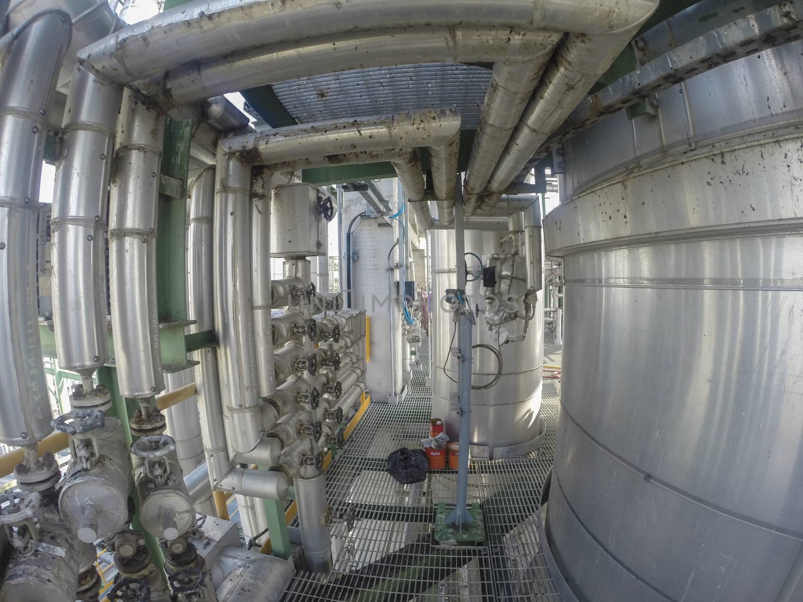 Oil and chemical industrial factory on day time  in wide lens