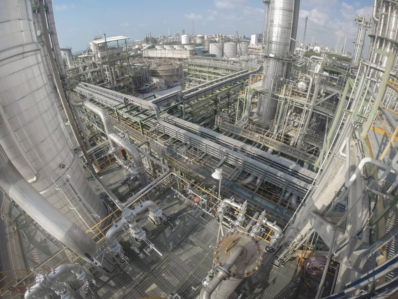 Oil and chemical industrial factory on day time  in wide lens