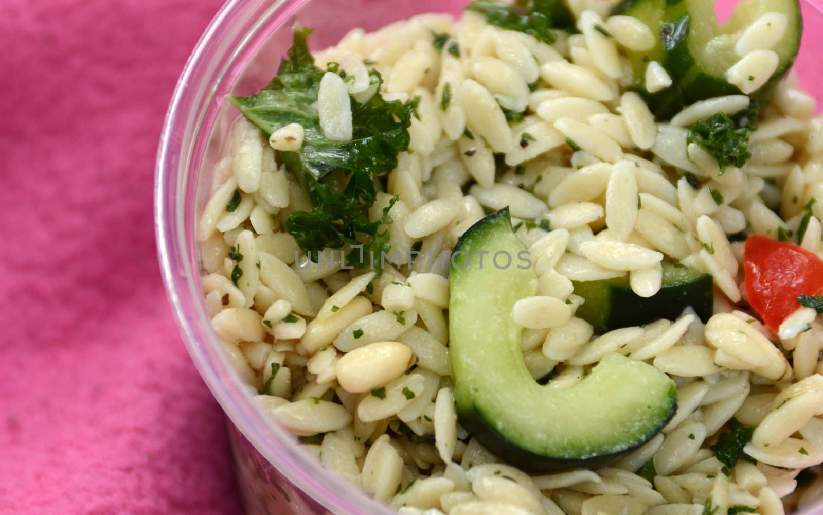 vegetarian orzo pasta dish with vegetables