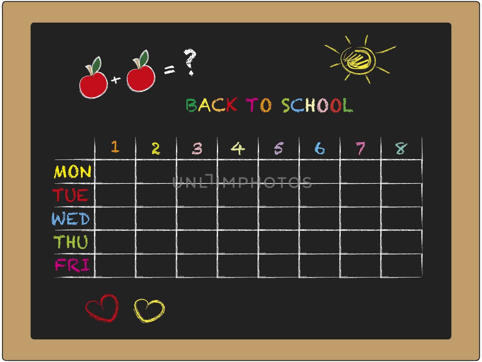 illustration of school timetable with blackboard