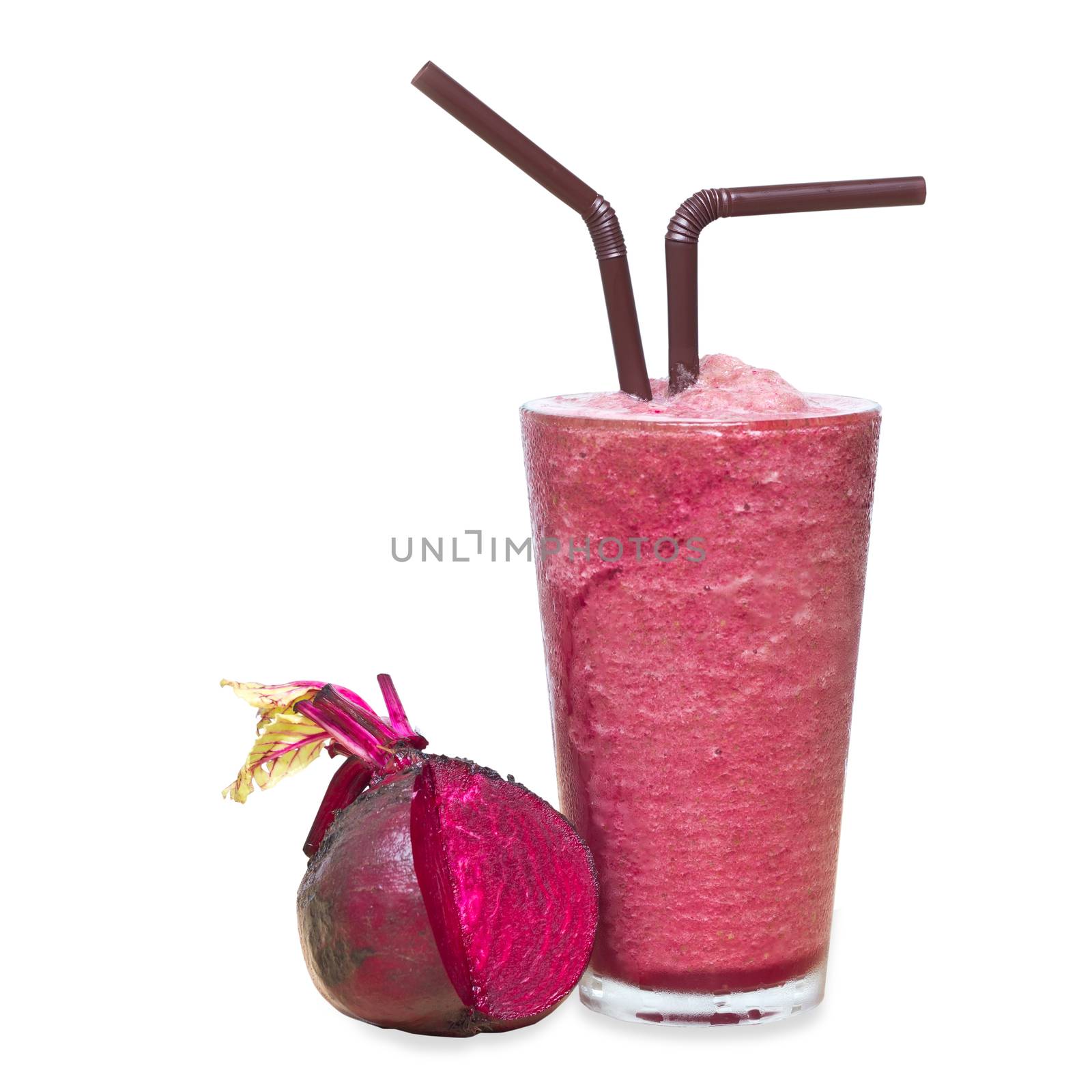 Smoothie Beetroot juice, Healthy drink on white background with clipping path