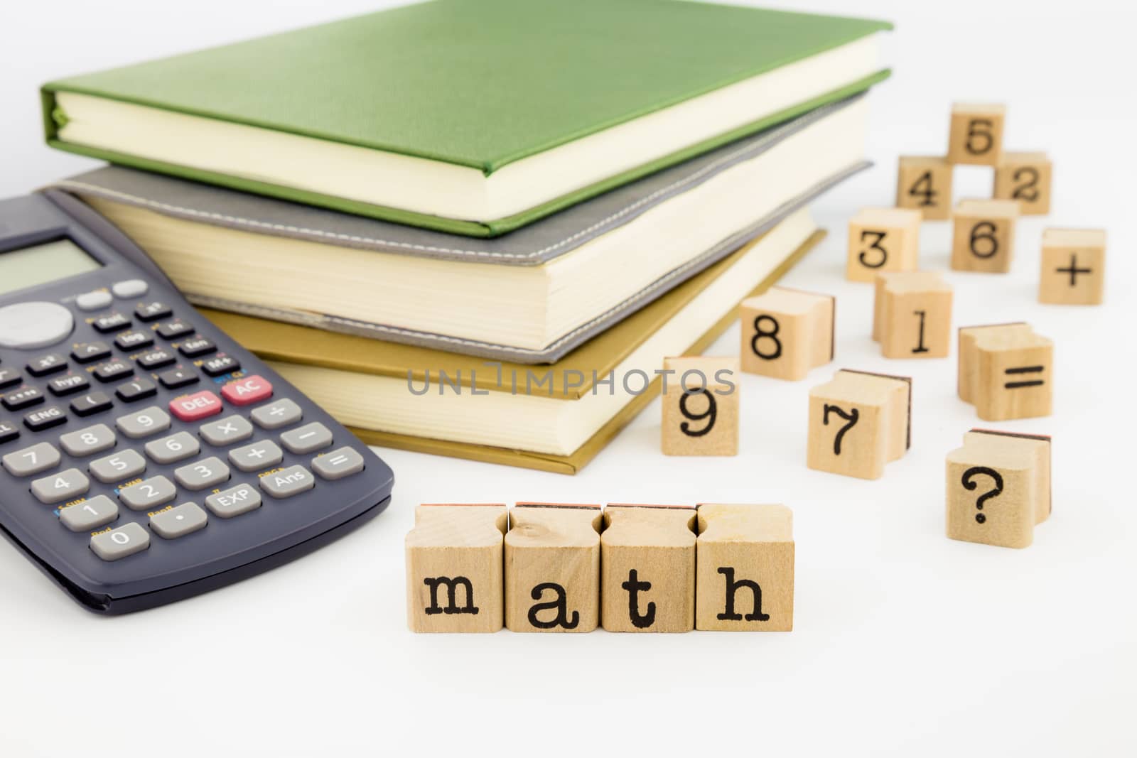 math wording and books on white background by vinnstock