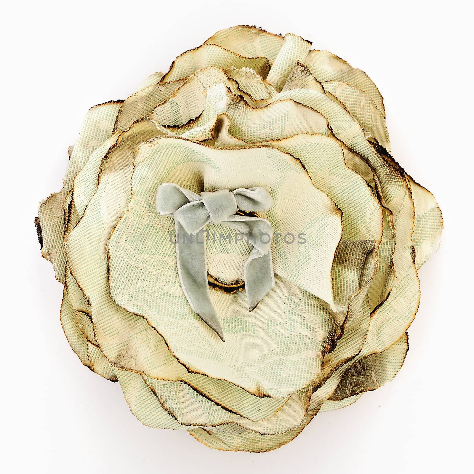 Artificial white flower of silk isolated on white background