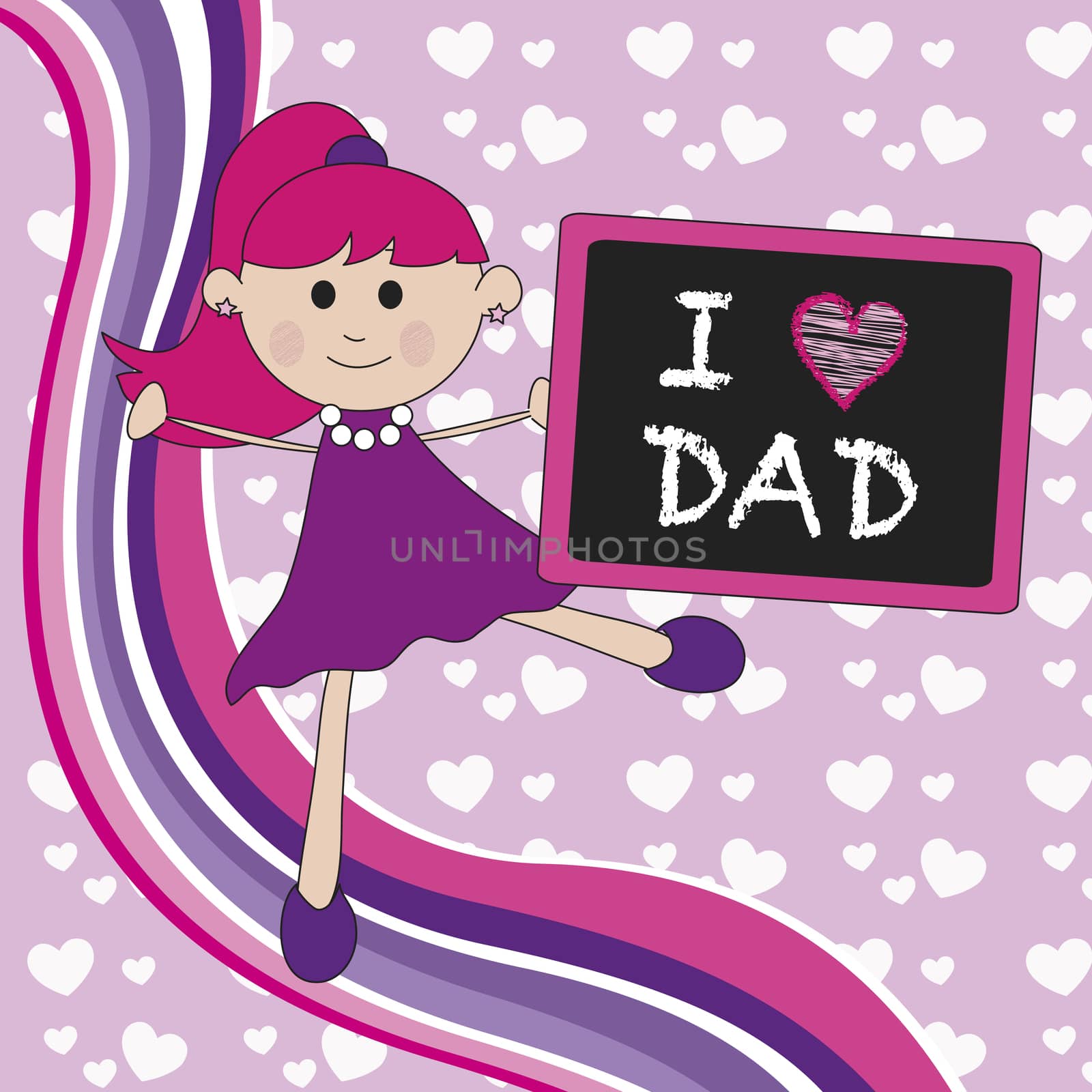 illustration for father day with happy girl