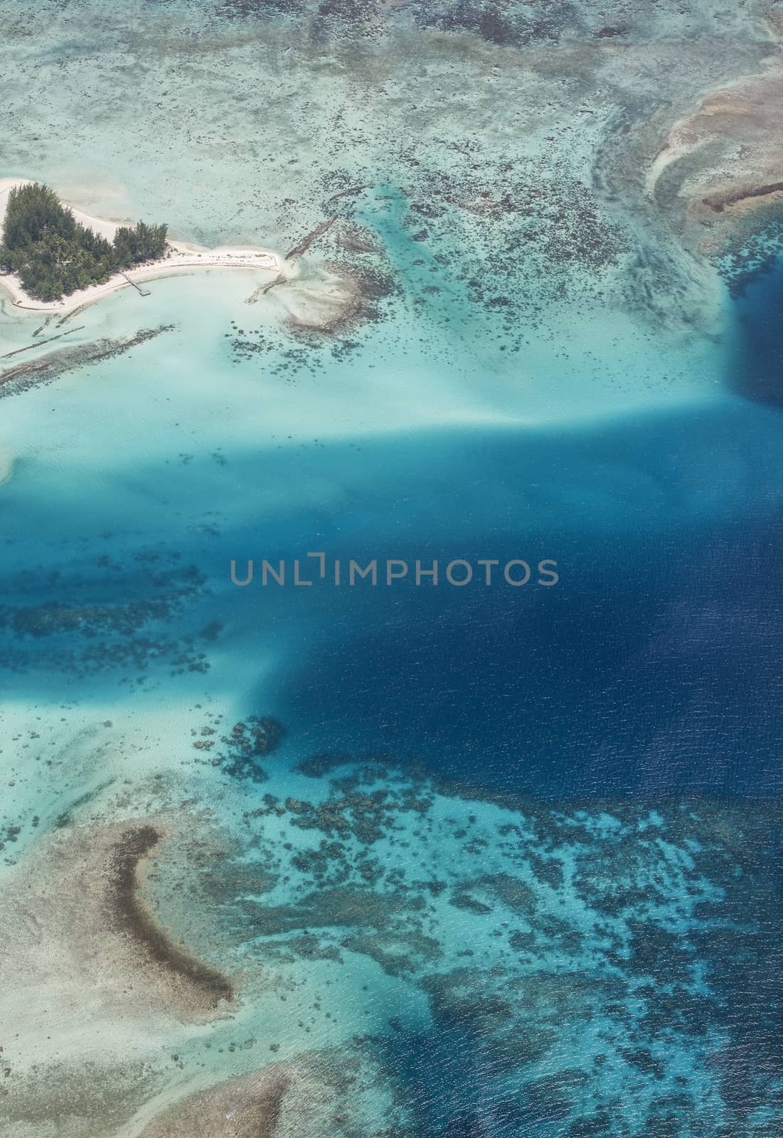 aerial view of the lagoon of bora bora