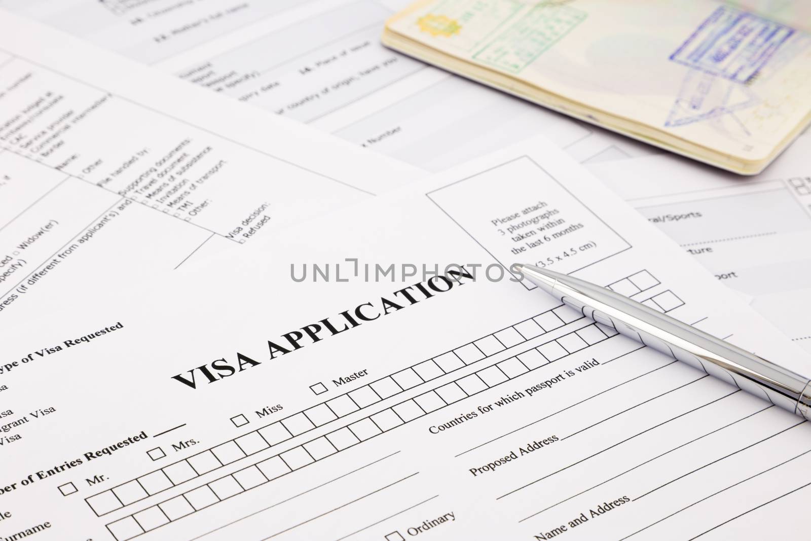 visa application form and passport, apply and permission for foreigner country