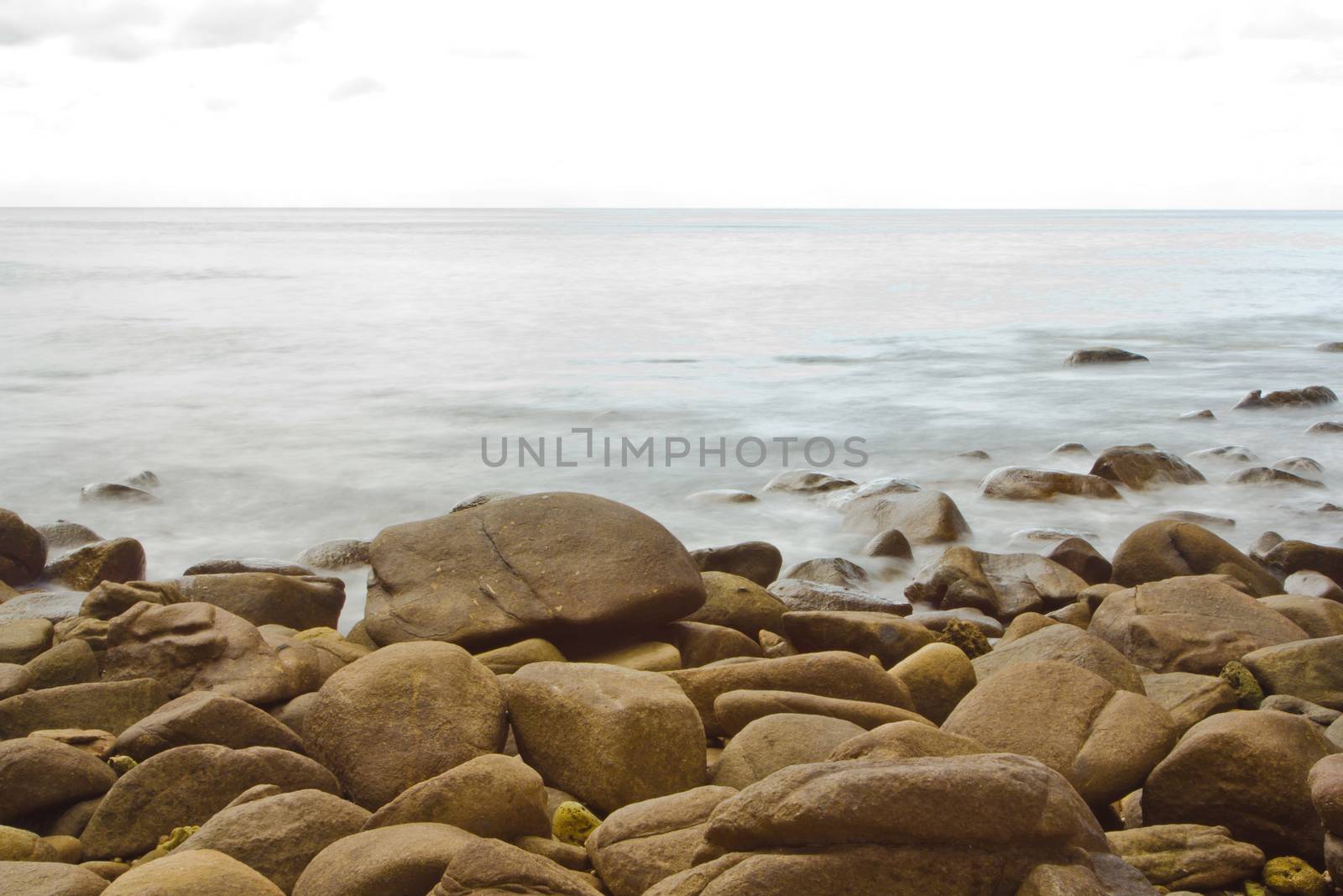 long exposure of seascape and rocks 