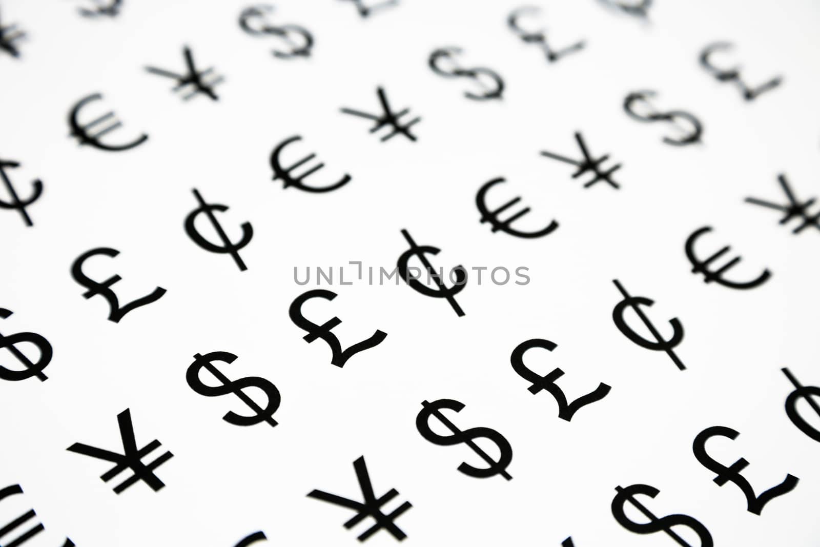 world money symbol pattern, yen, euro, pound, cent and dollar