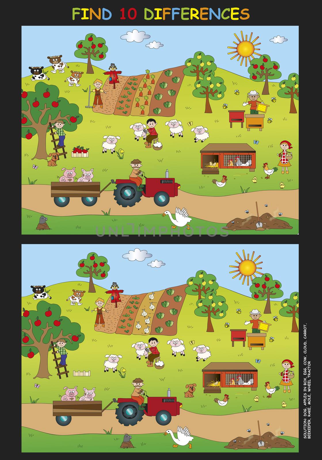 game for children: find the ten differences