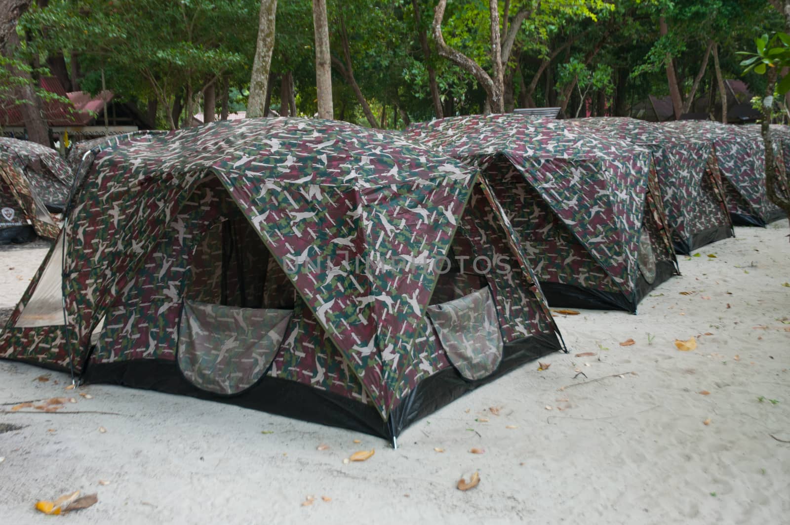 closed up the tents in a park