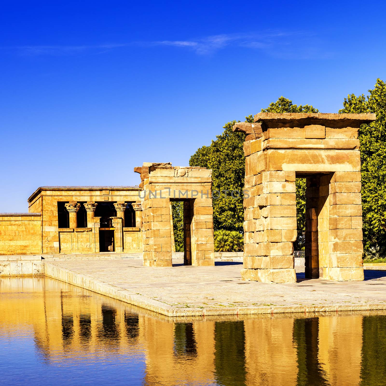 Temple of Debod Egyptian antic architecture Madrid, Spain 