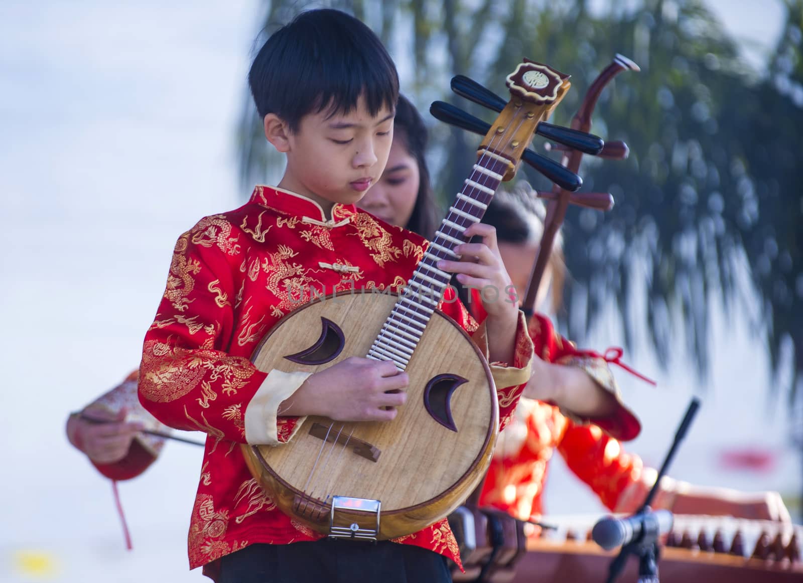 LAS VEGAS - FEB 09 : Chinese musician perform during the Chinese New Year celebrations held in Las Vegas , Nevada on February 09 2014