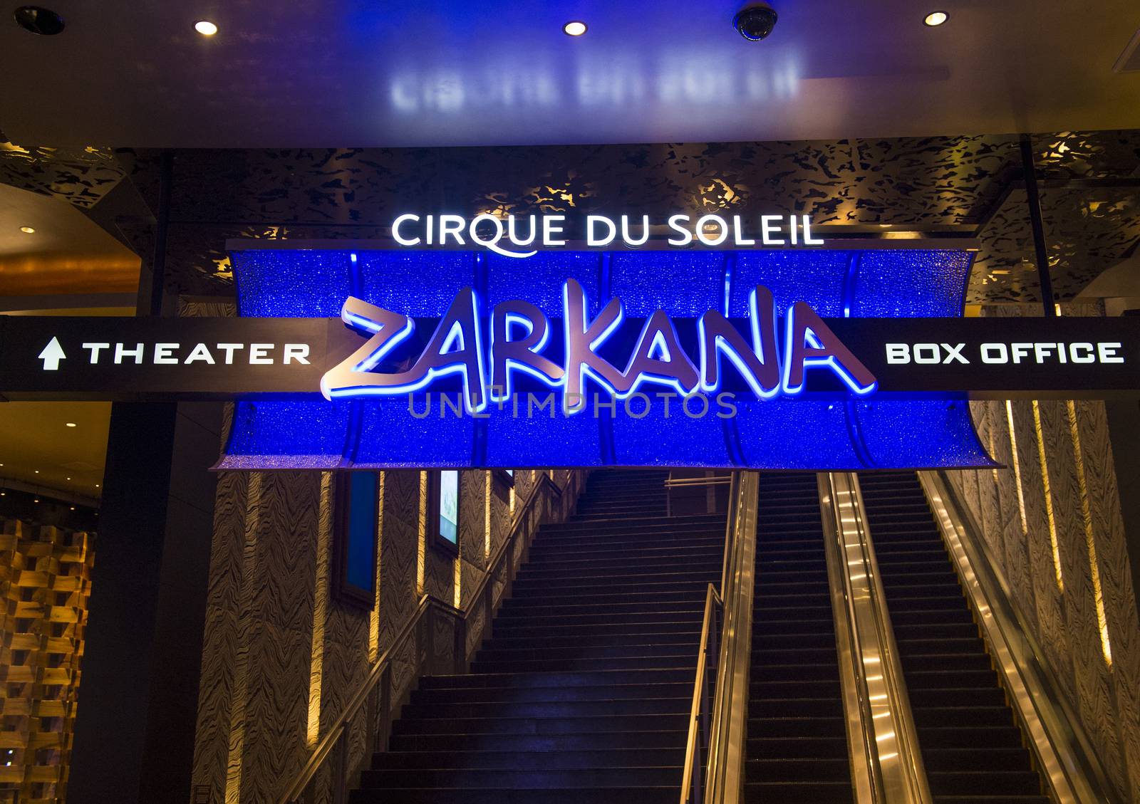 LAS VEGAS - JAN 13 : Zarkana at the Aria hotel in Las Vegas on January 13 2014. Zarkana is a Cirque du Soleil stage production written and directed by François Girard.