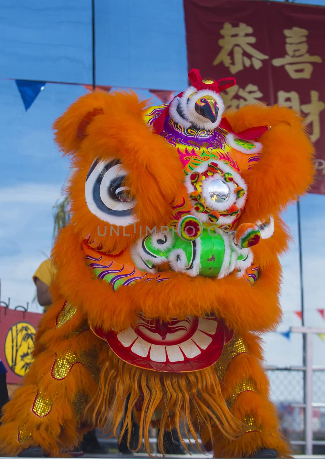 LAS VEGAS - FEB 09 : Lion dance performance during the Chinese New Year celebrations held in Las Vegas , Nevada on February 09 2014