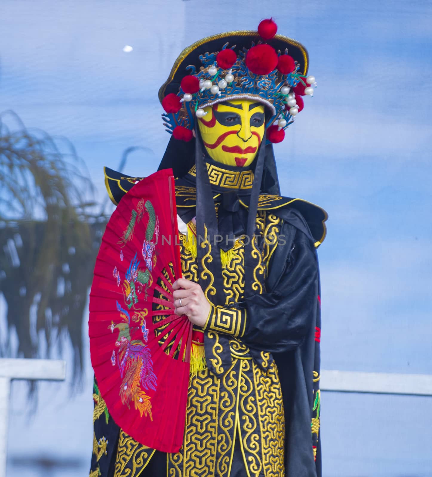 LAS VEGAS - FEB 09 : Chinese master of masks perform at the Chinese New Year celebrations held in Las Vegas , Nevada on February 09 2014