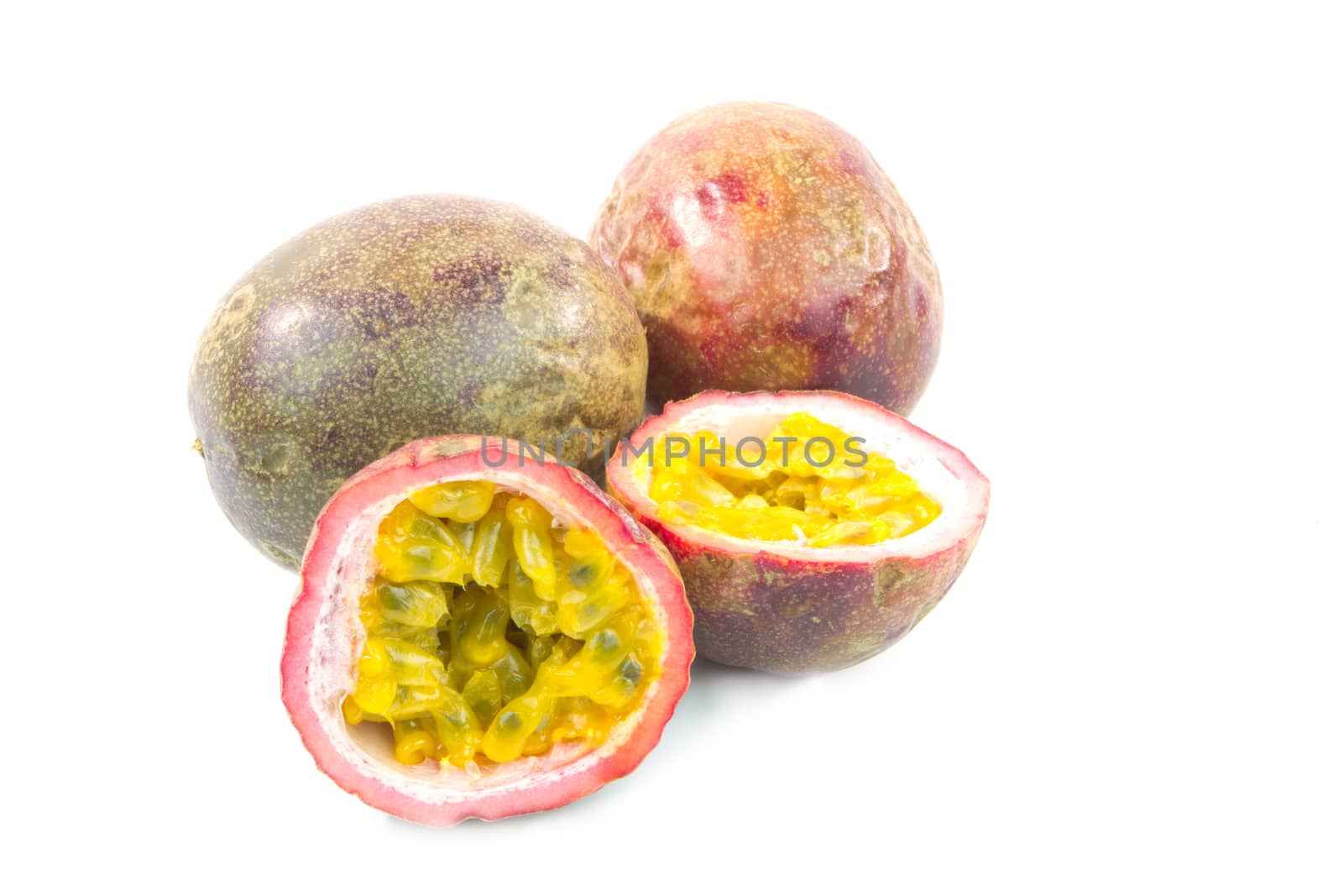 Passion fruit on white background