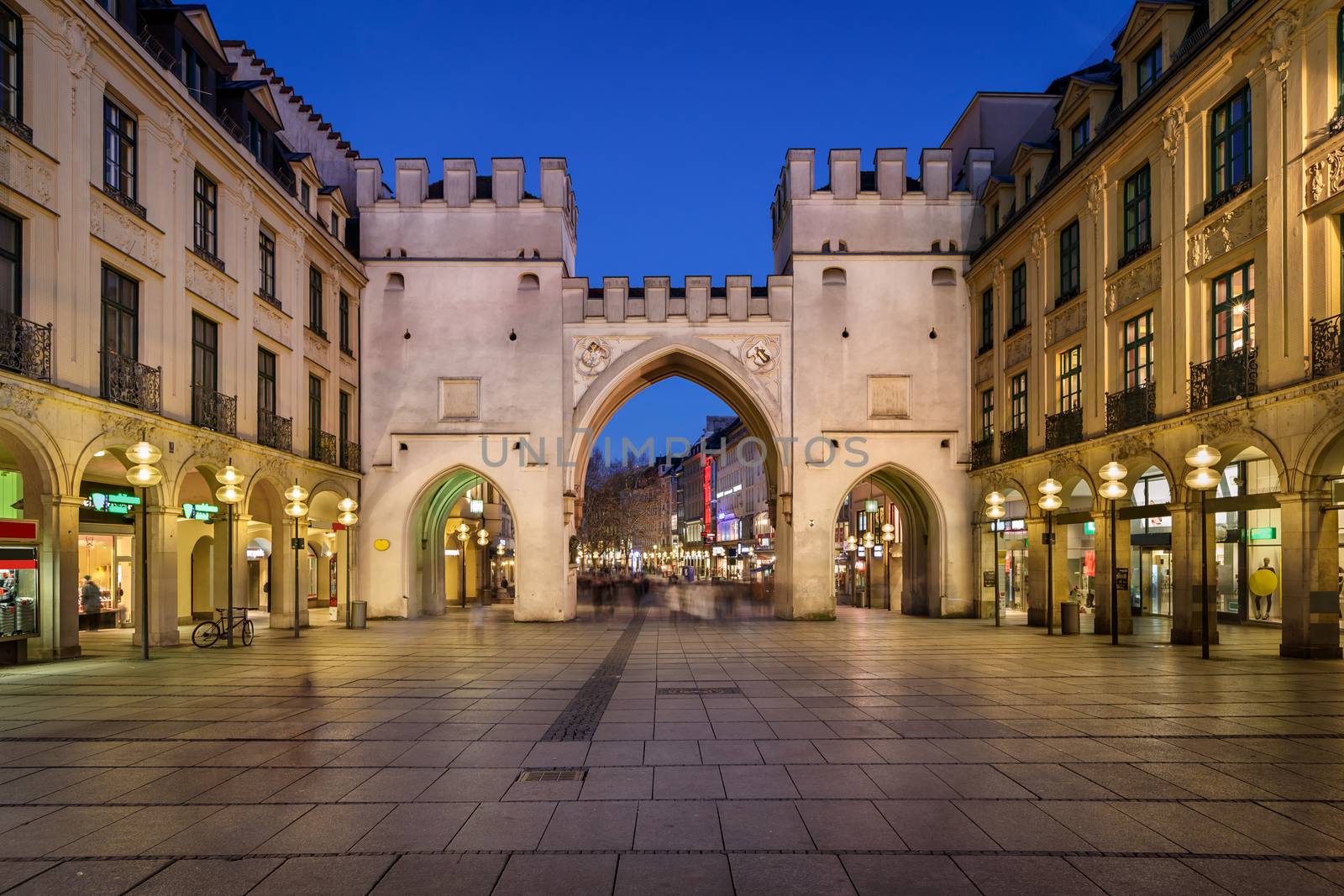 Karlstor Gate and Karlsplatz Square in the Evening, Munich, Germ by anshar