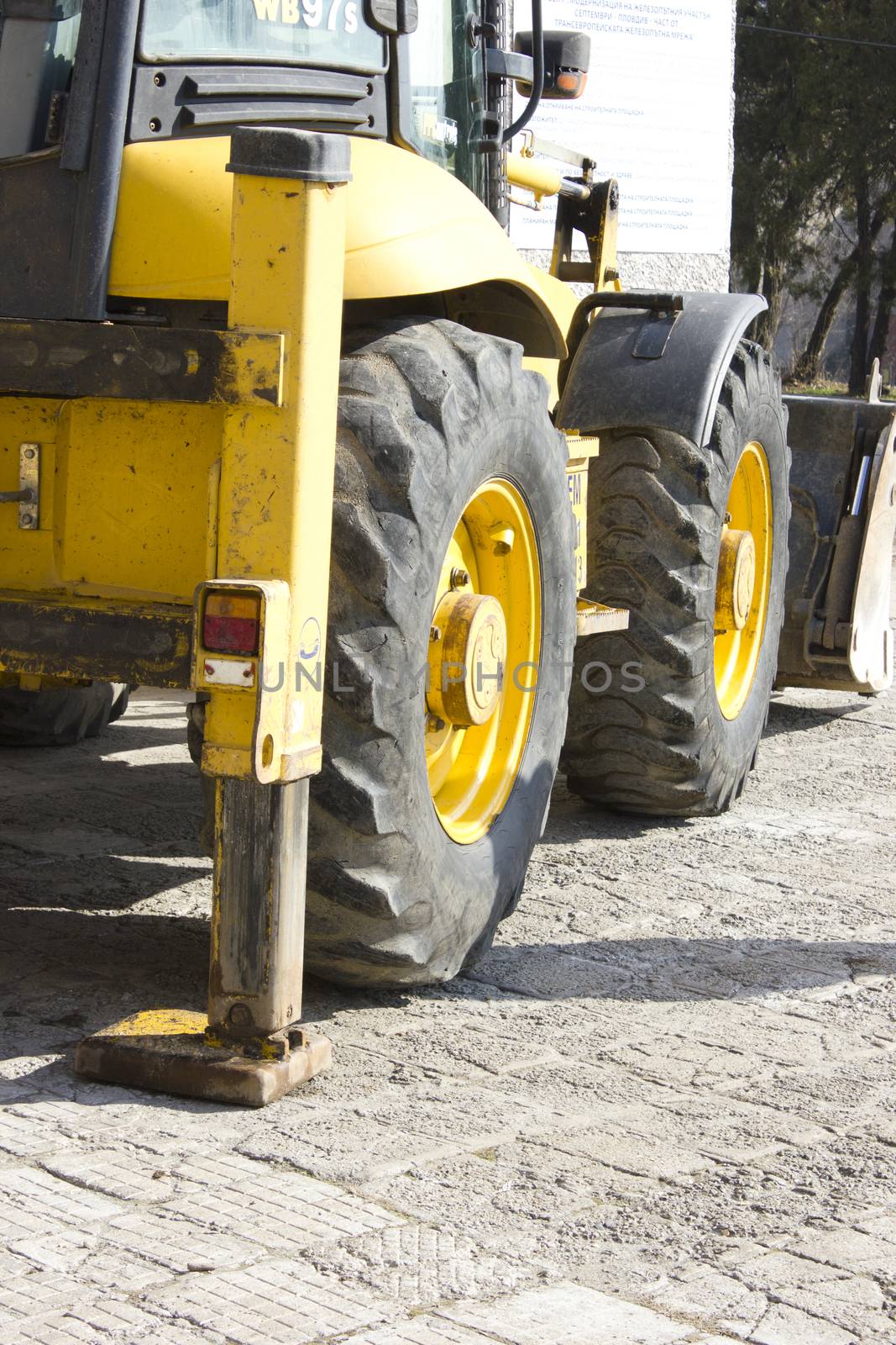 Construction machinery in a railroad construction site.