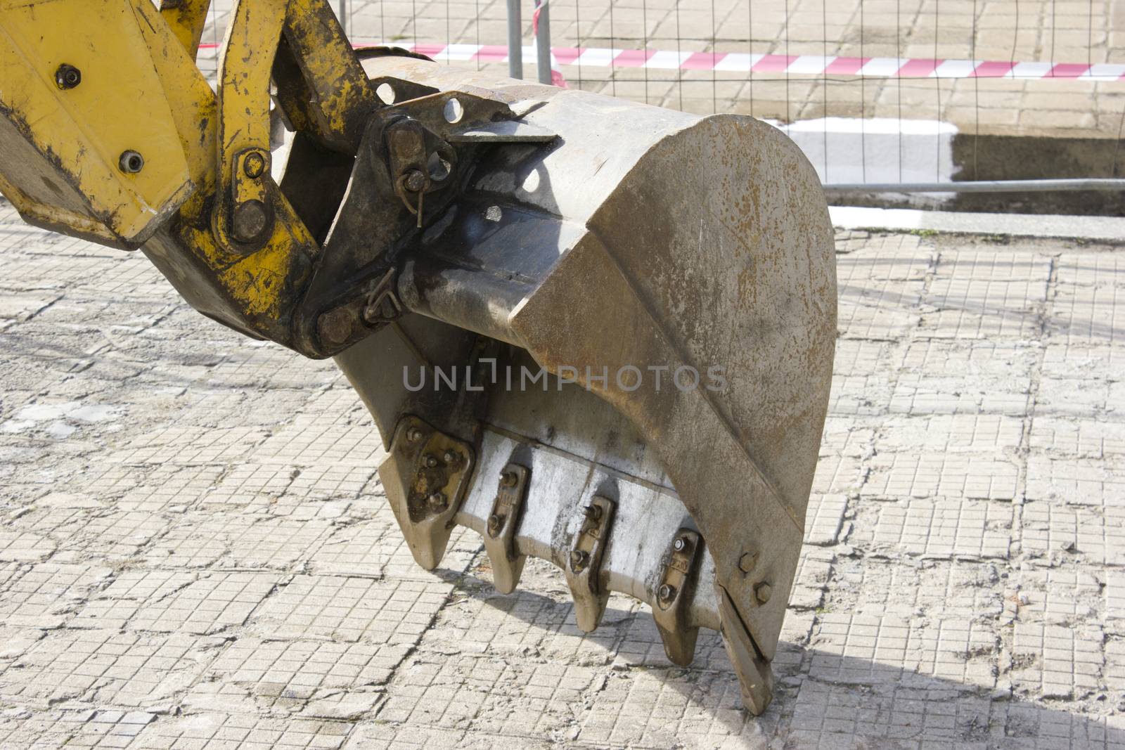 Construction machinery in a railroad construction site.