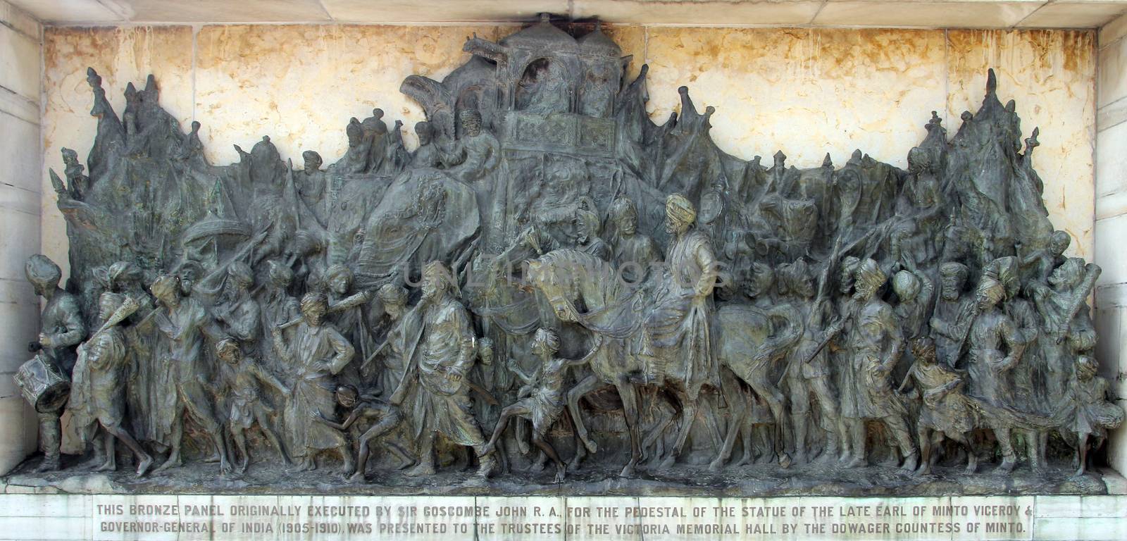 Bronze memorial panel at the Victoria Memorial building in Kolkata by atlas