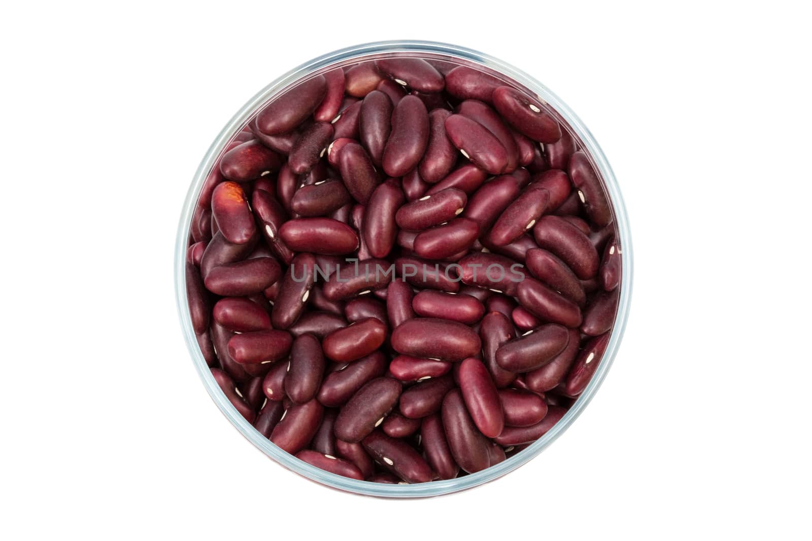 beans in a glass jar on white background