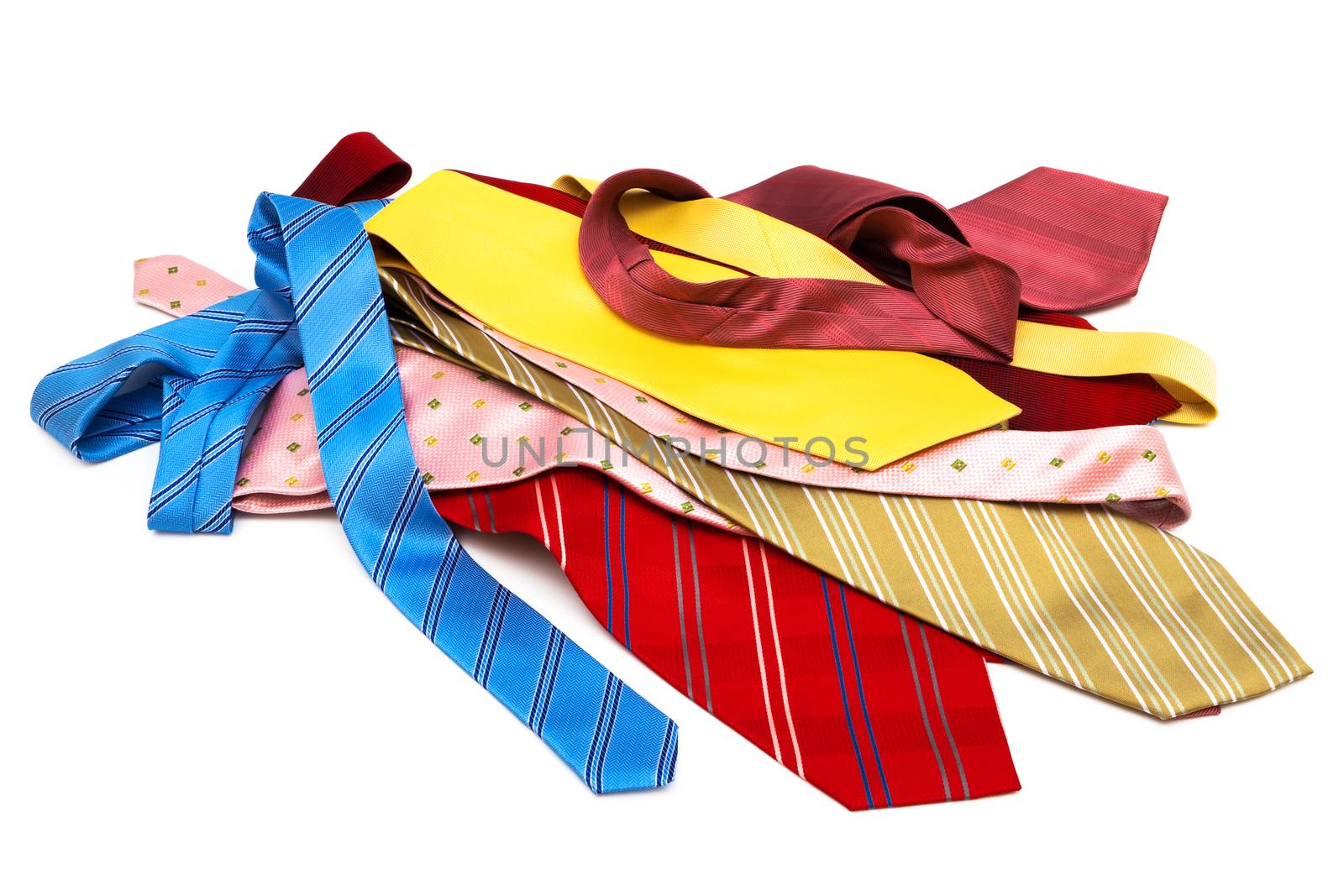 bright and fashionable ties on a white background