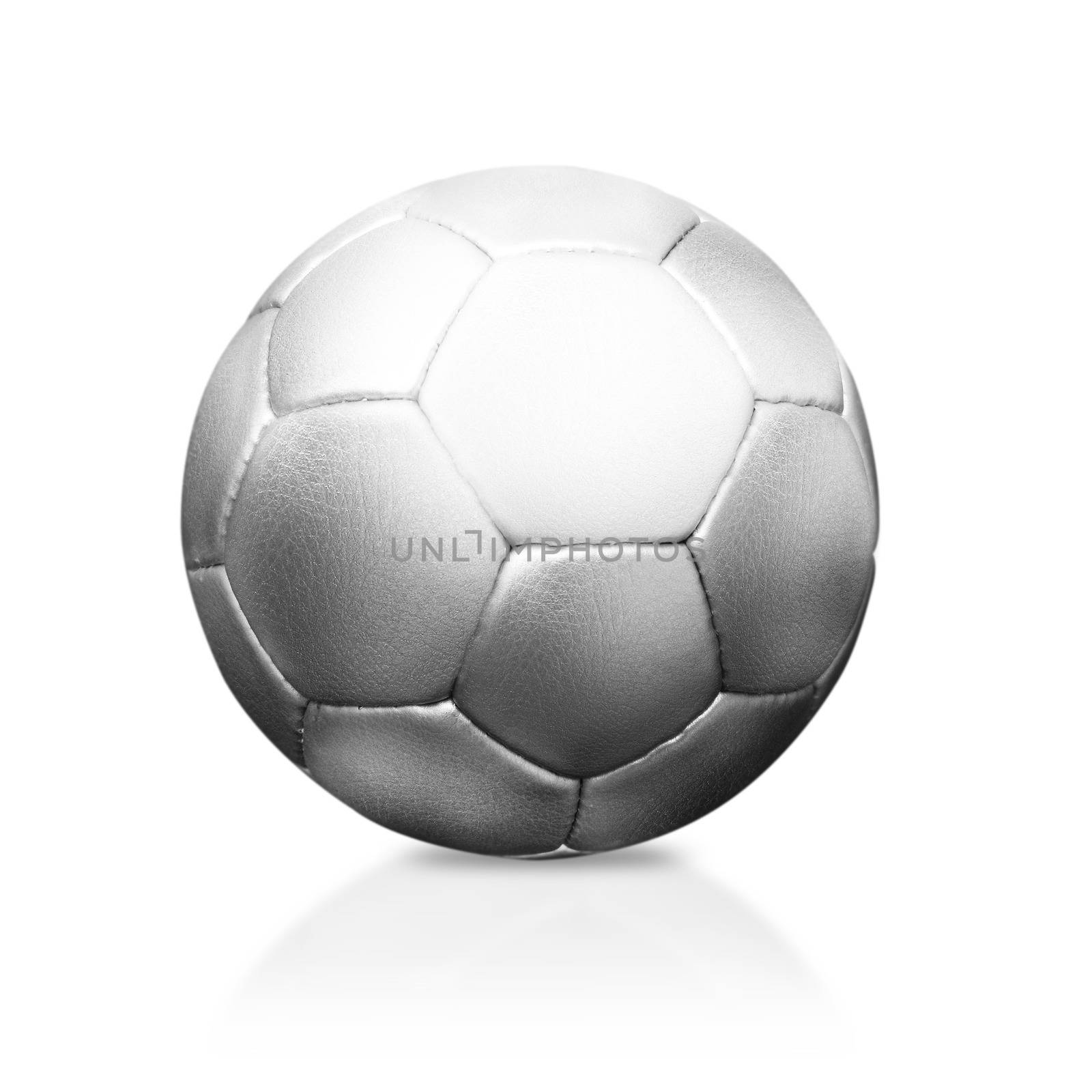 Silver soccer ball or Football isolated on white, (clipping work path included)